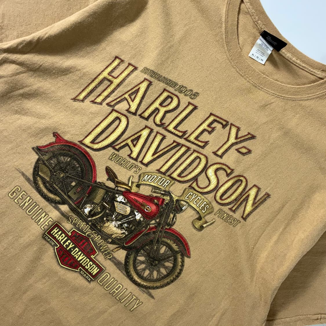 Harley davidson  할리데이비슨 모터사이클 베이지 반팔 티셔츠 상품이미지2