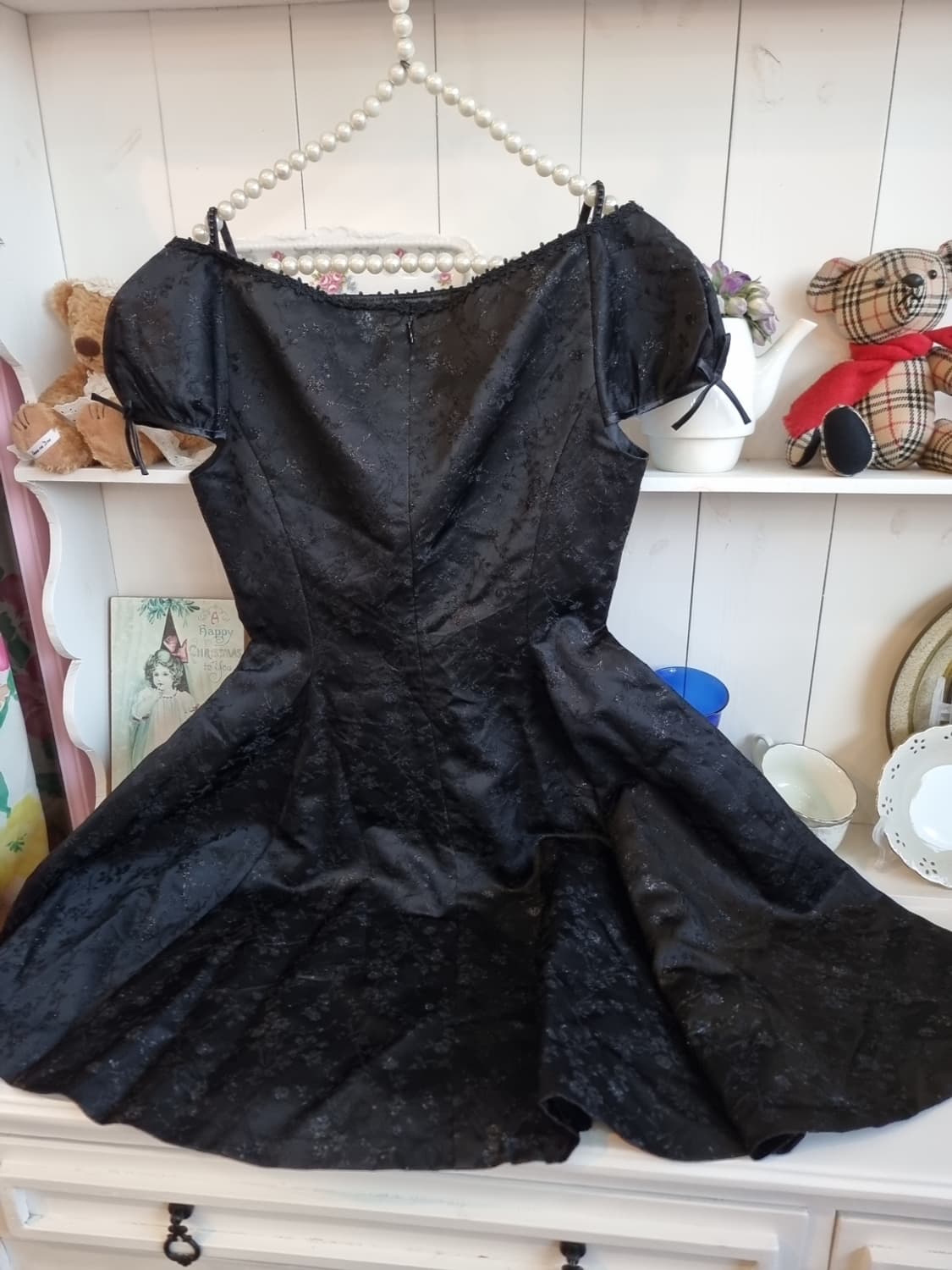 블랙 자가드 리본 원피스 상품이미지6