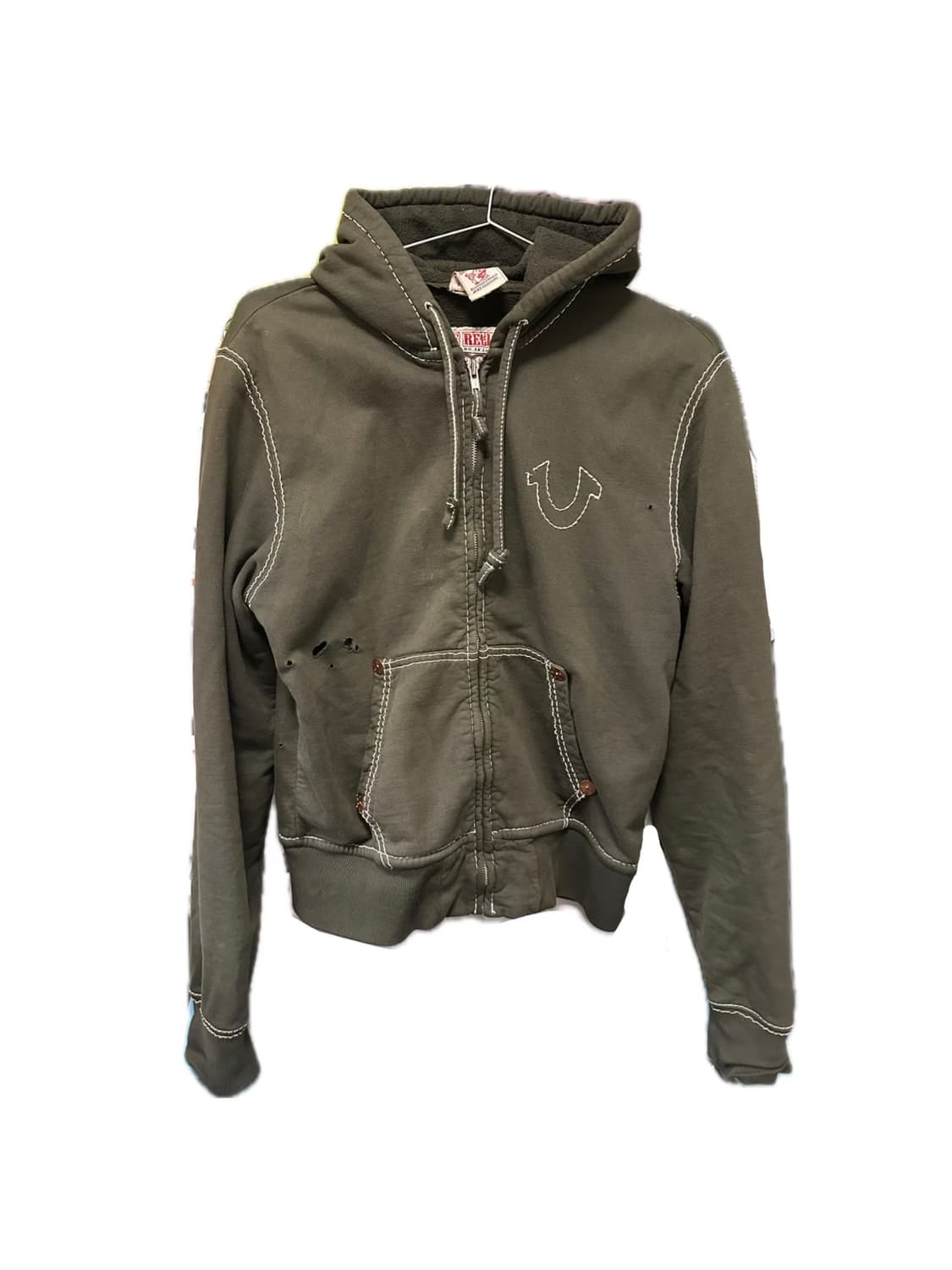 00‘s 트루릴리젼 디스트레스드 레이저 커팅 후드집업 상품이미지1