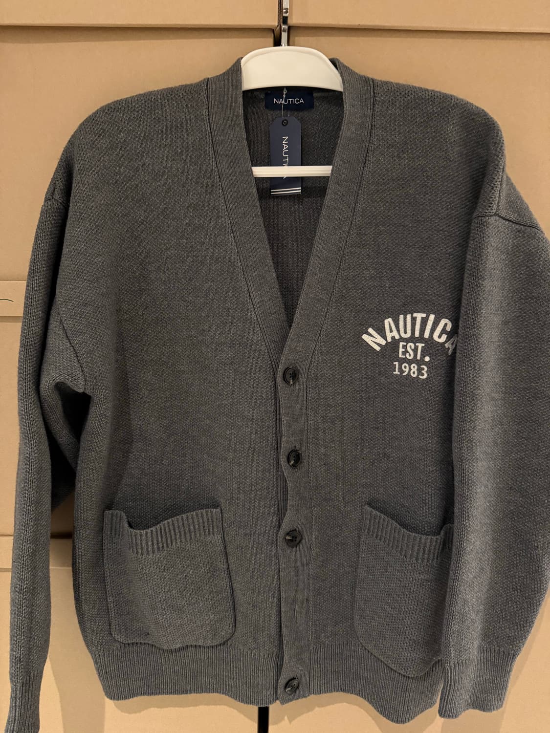 [새상품-XL]NAUTICA JP V넥 가디건 차콜 상품이미지1