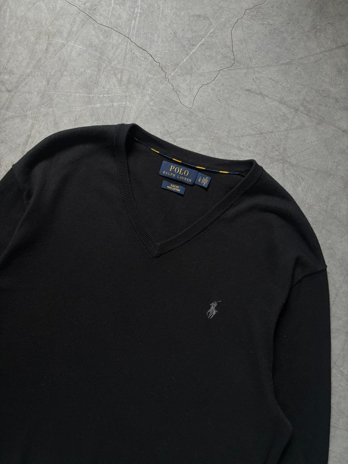 Polo 폴로 랄프로렌 블랙 컬러 피마코튼 브이넥 니트 상품이미지2