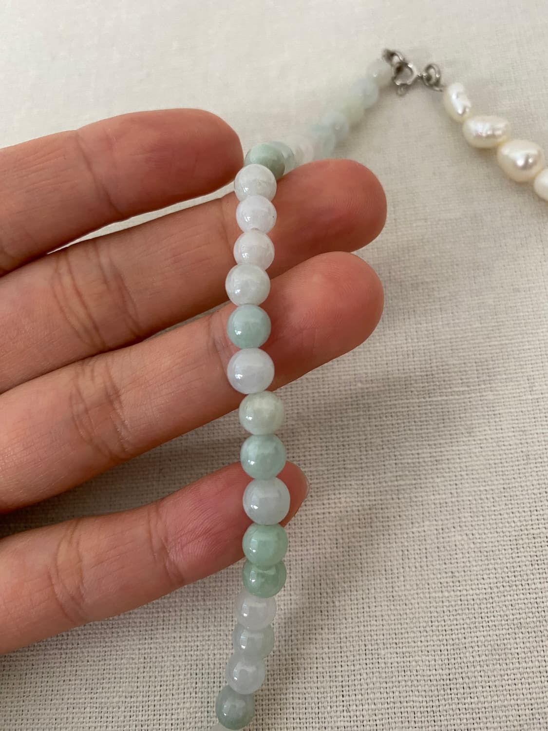 담수진주&옥 목걸이(silver) 상품이미지6