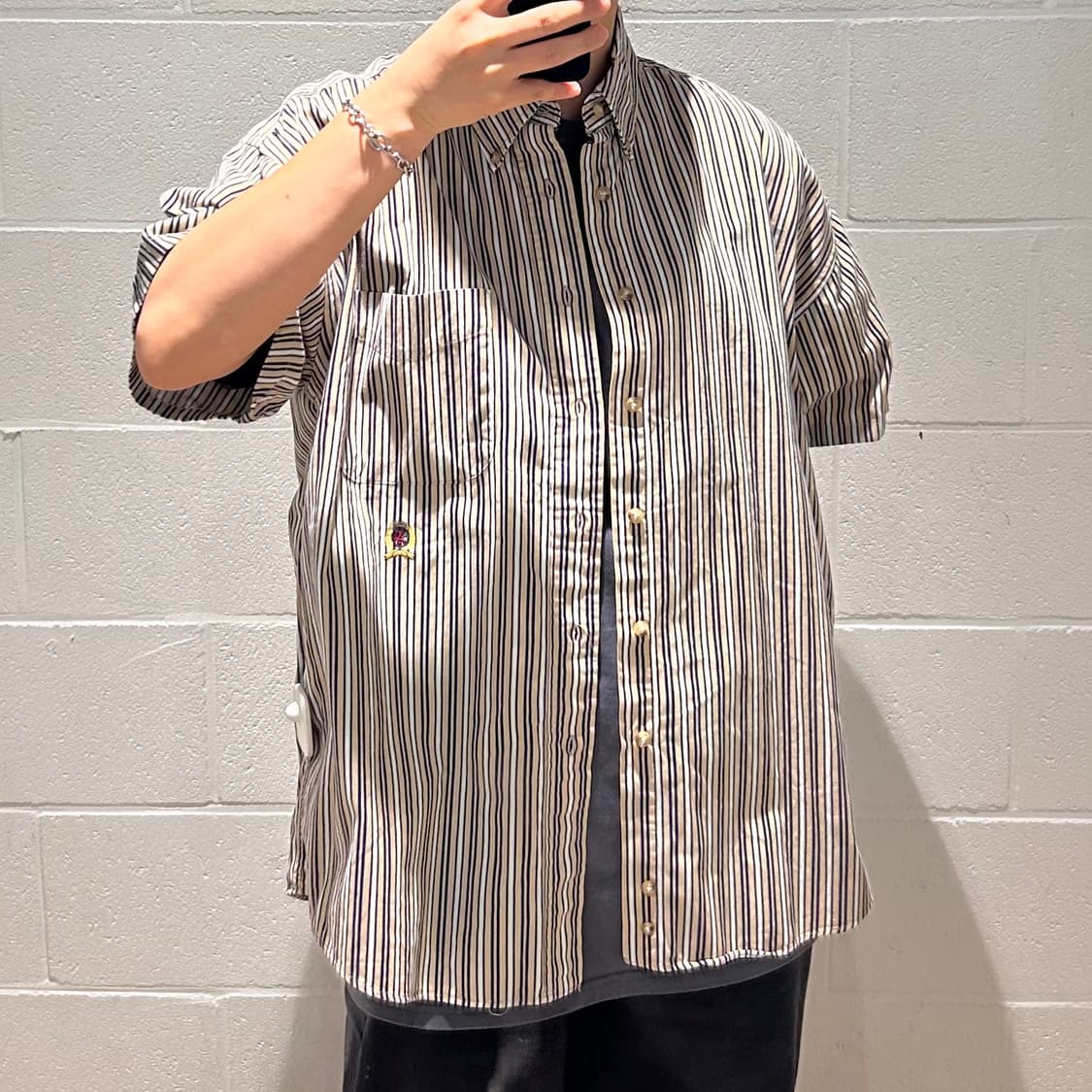 Tommy Hilfiger Logo Stripe Shirts 상품이미지3
