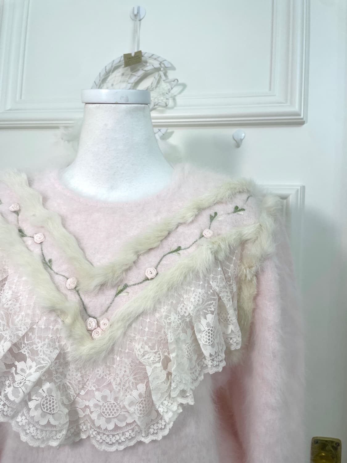 sheer pink embroidery lace trime lovely 상품이미지7