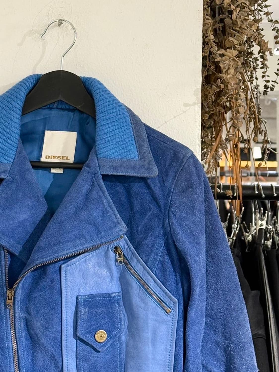 디젤 블루 리얼 비텔로 카프 스웨이드 라이더 자켓 상품이미지3