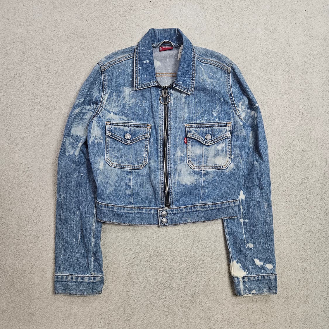 리바이스 블리치 워싱 여성 크롭 데님 자켓 M 상품이미지1