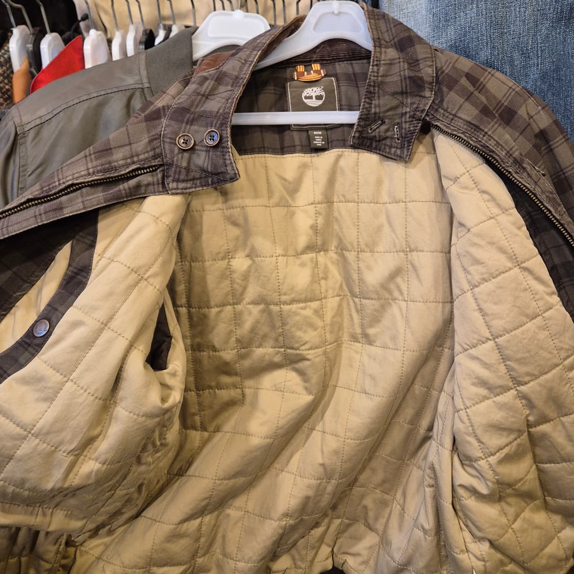 M 팀버랜드 카키브라운 면 체크 블루종자켓  상품이미지5