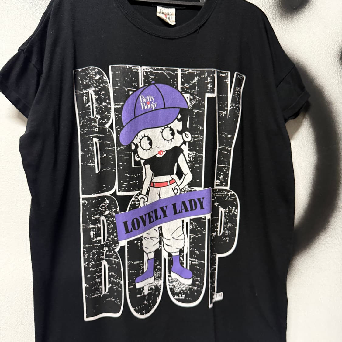 Betty boop 베티붑 올드스쿨 빅 프린팅 쇼트 슬리브 반팔 티셔츠 상품이미지2