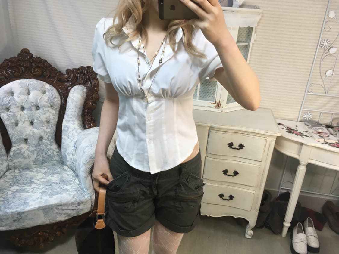 Jpn vintage white ruffle pintuck blouse 상품이미지2
