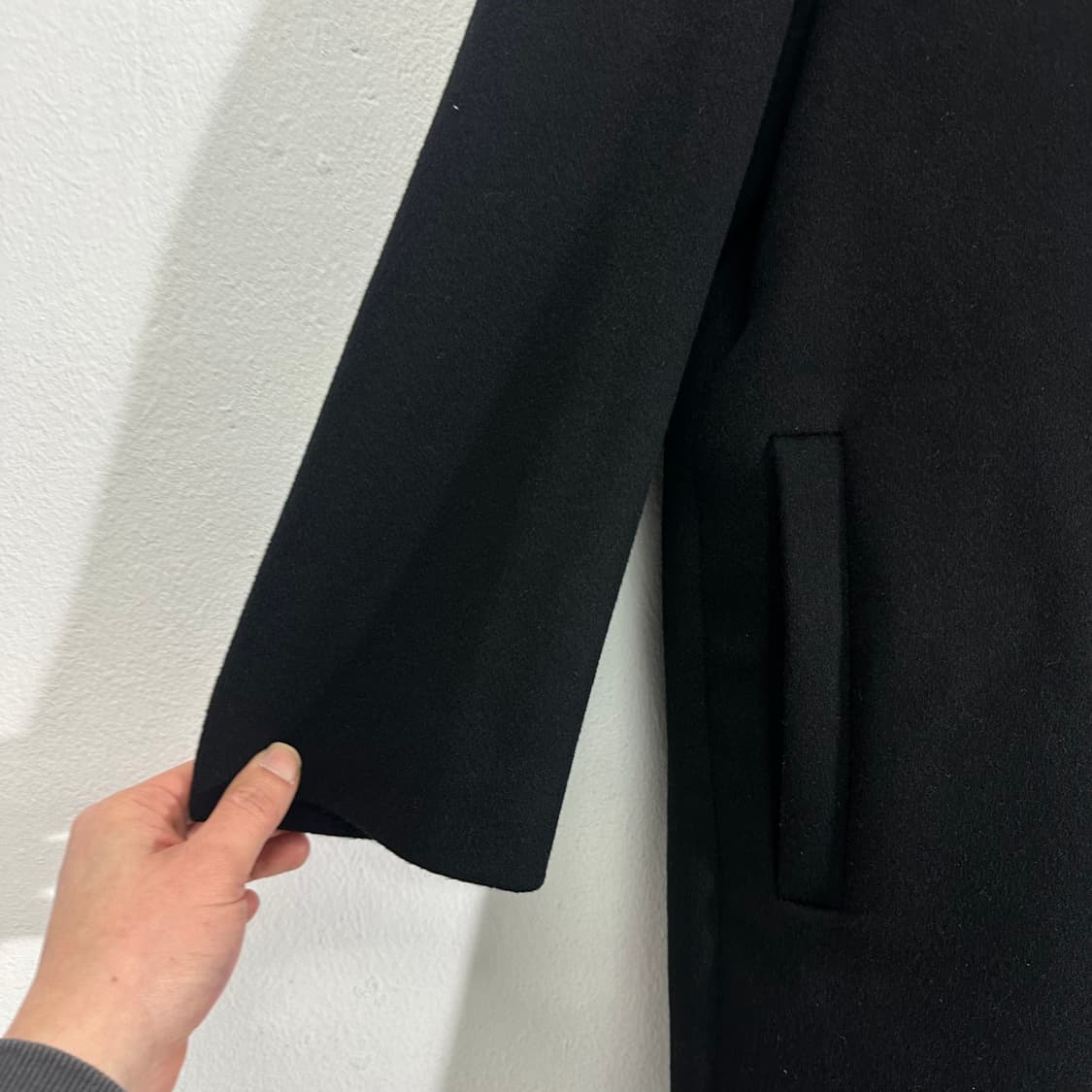 M 드로우핏 블랙 캐시미어혼방 롱 싱글코트 상품이미지2