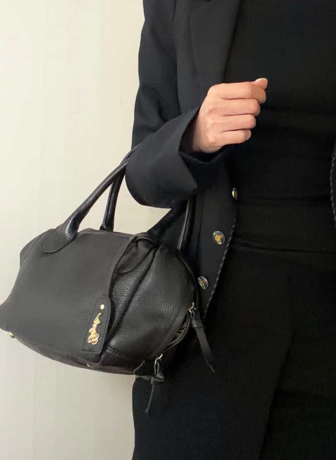 Romeo Gigli 블랙 가죽 토트백 상품이미지6