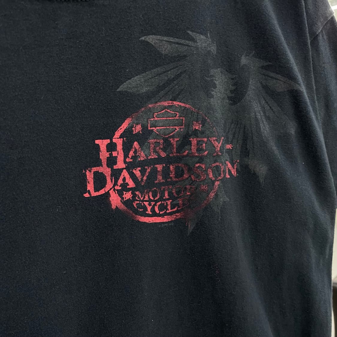 할리데이비슨 00s 이글 트럼프카드 빈티지 페이딩 반팔 티셔츠 상품이미지4