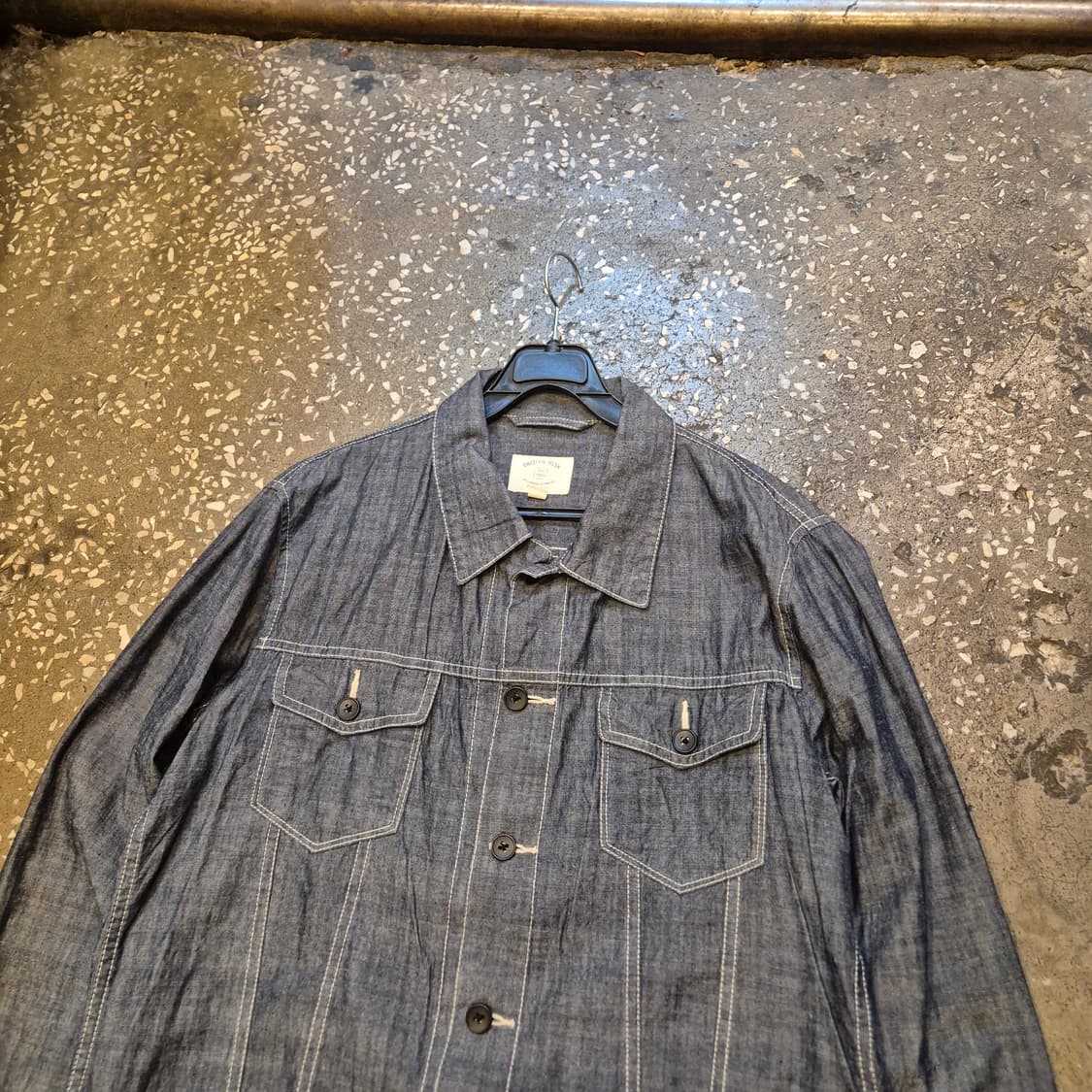 XL(착샷잇음) 청색 면 슬림핏 트러커자켓  상품이미지8