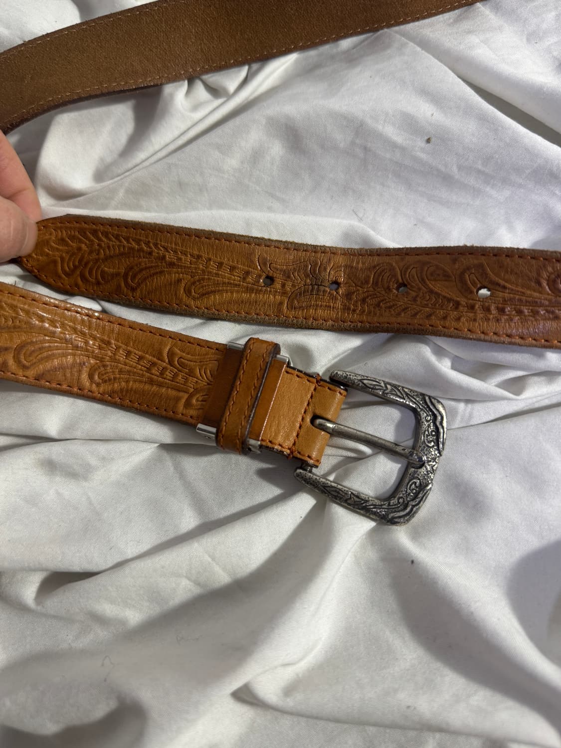 빈티지 카빙 레더 웨스턴 벨트 네이티브 아메리칸 상품이미지1