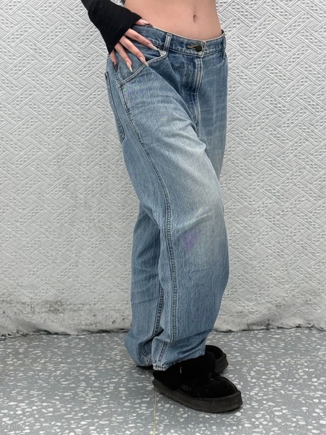 유니클로 U 빈티지 워싱 연청 데님팬츠 34인치 C08506 상품이미지2