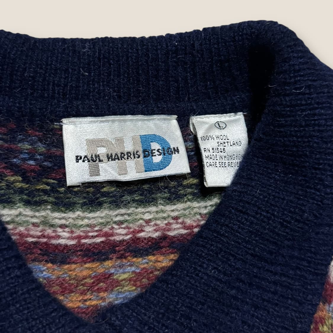 Paul Harris 셔틀랜드 울 100% 페어아일 가디건 L 상품이미지5