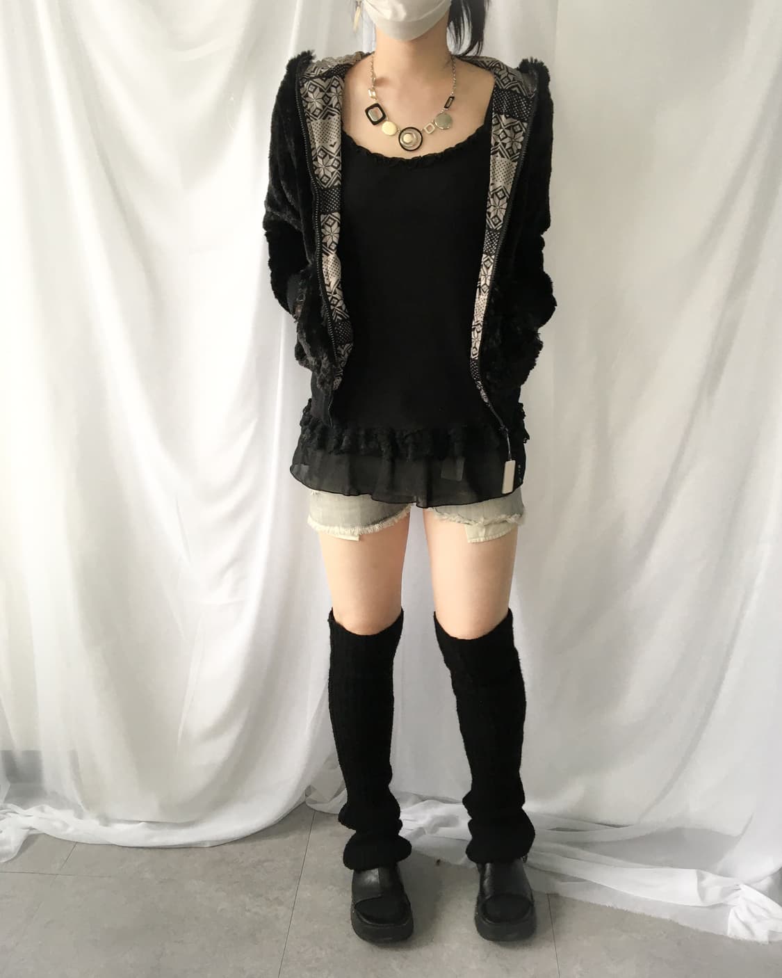 Fake fur hood zip up 상품이미지7