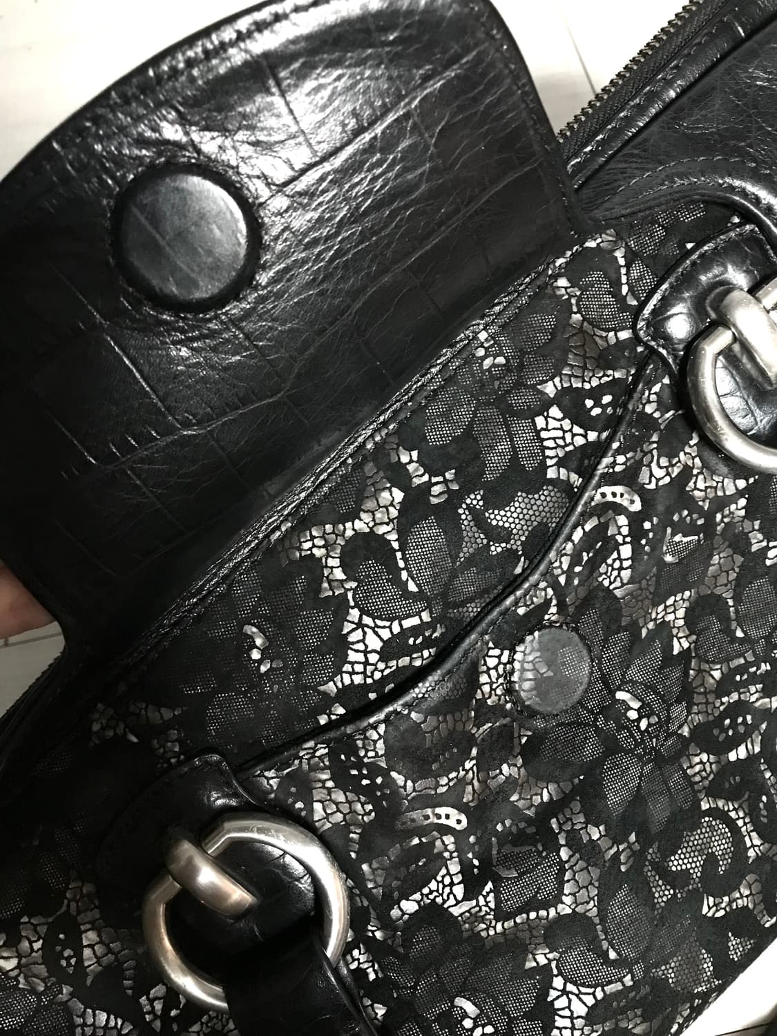 Vintage Lace & Leather Shoulder Bag 상품이미지6