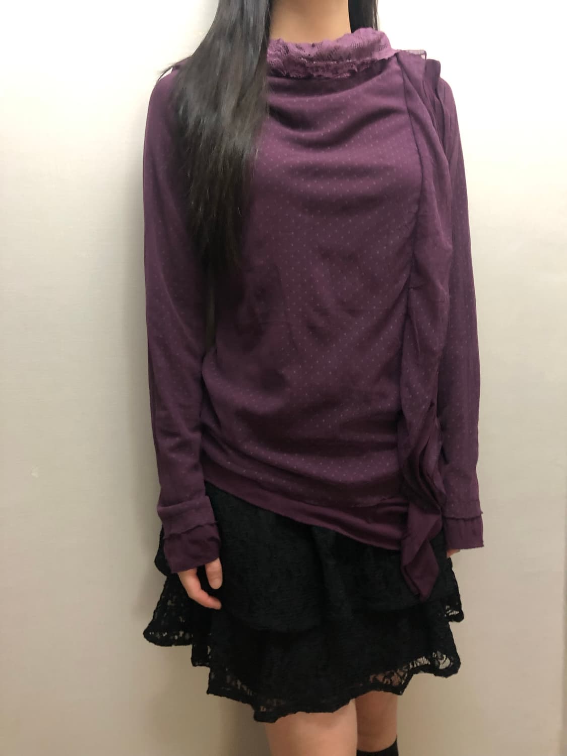 빈티지 퍼플 도트 프릴 탑 상품이미지5