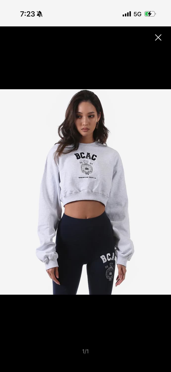 BCAC 엠블렘 헤비웨이트 크롭 맨투맨 - 애쉬그레이 상품이미지1