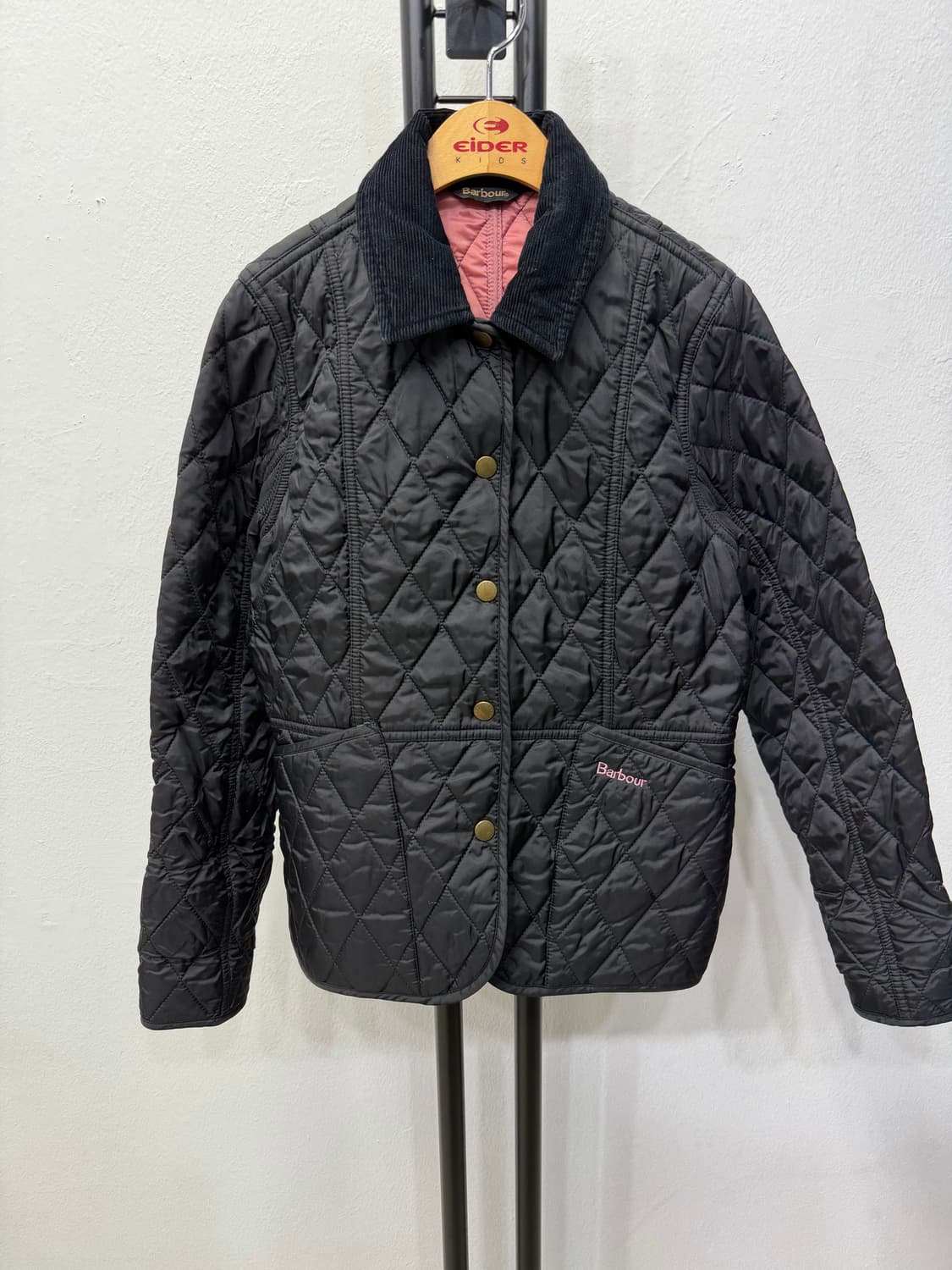 정품) BARBOUR 바버 주니어 키즈 퀼팅 자켓 블랙 10-11Y 상품이미지1