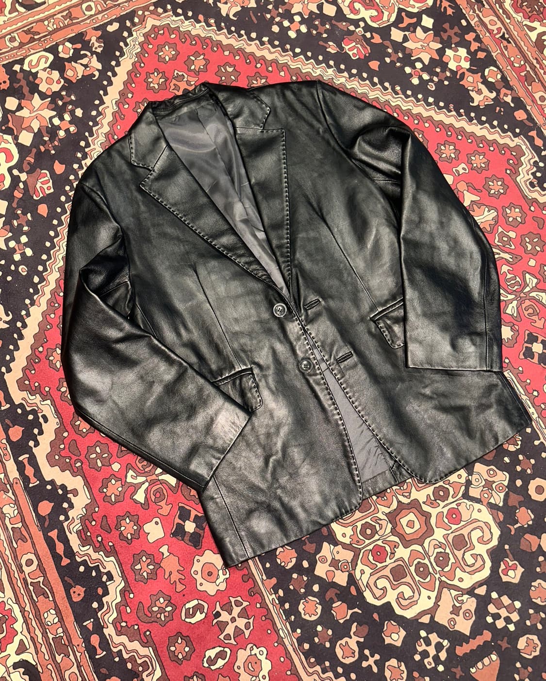 ( M-L ) 가죽마이 블레이져 가죽블레이저 레더자켓 가죽카코트 상품이미지2