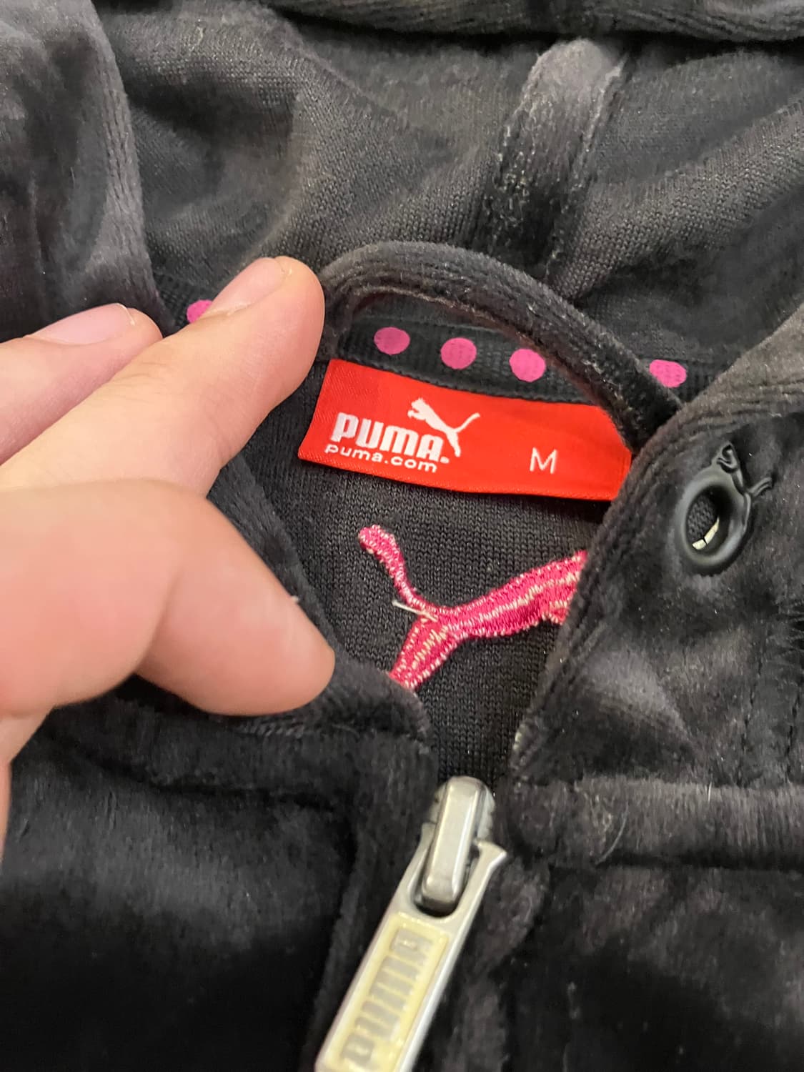 00s 푸마 딱붙핏 블랙핑크 벨벳 벨루어 y2k 후드집업 상품이미지4