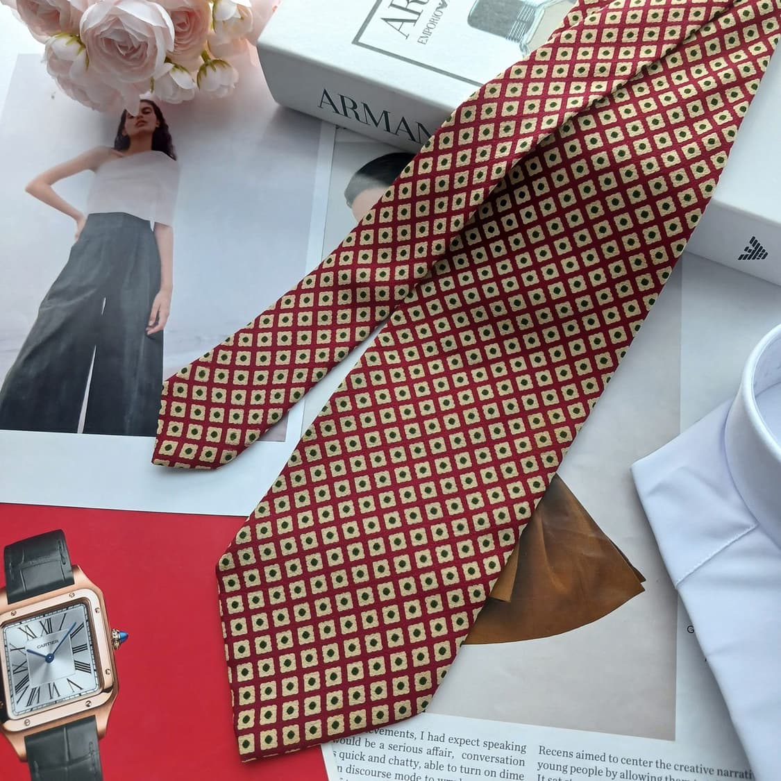 조르지오 아르마니 실크 기하 패턴 넥타이 10.1cm B등급 A18727 상품이미지3
