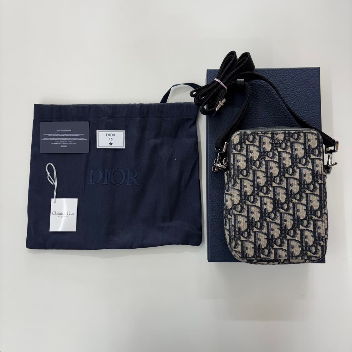 디올 메신저 파우치 베이지 & 블랙 오블리크 자카드 상품이미지10