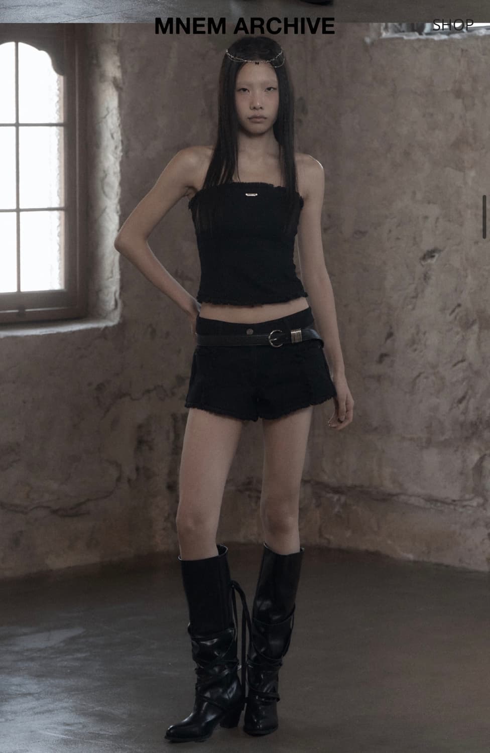 [mnem] Fringe Wash Bustier (black) 상품이미지3