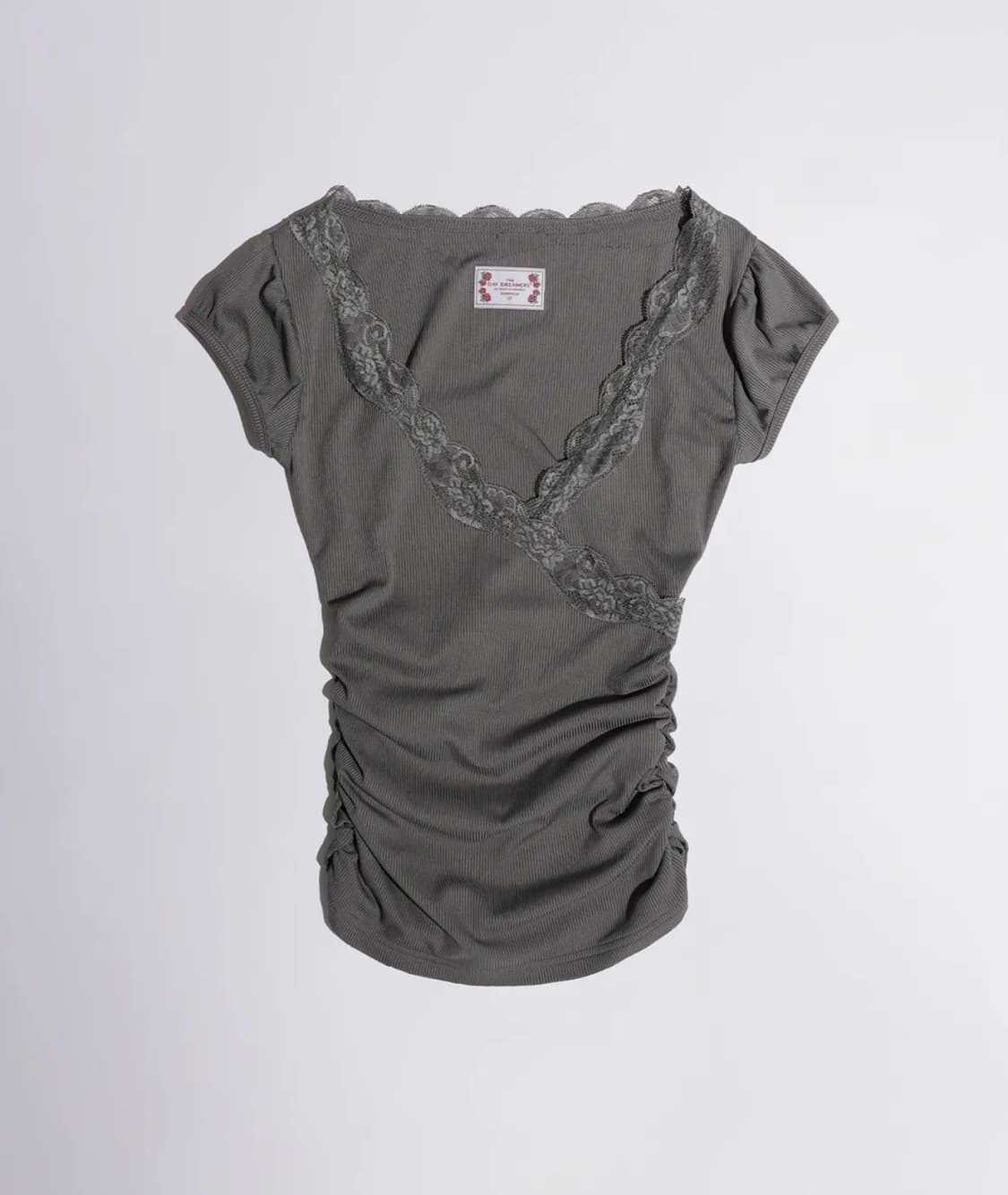 스컬프터 레이스 트림 랩 티 차콜 Lace Trim Wrap Tee L 상품이미지1