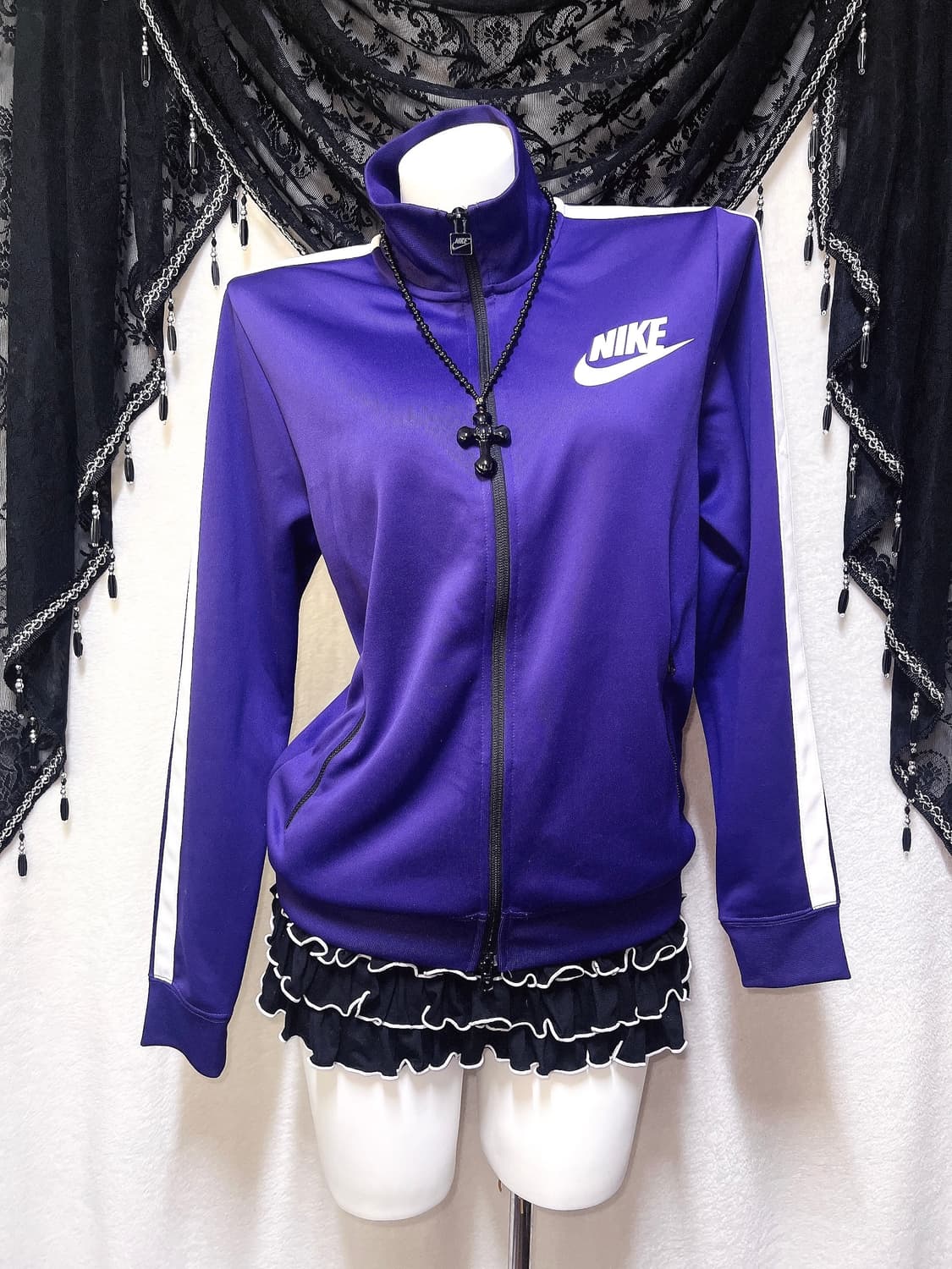 나이키 퍼플 트랙탑 져지 저지 집업 스포티  y2k 와투케 갸루 핀터 상품이미지1