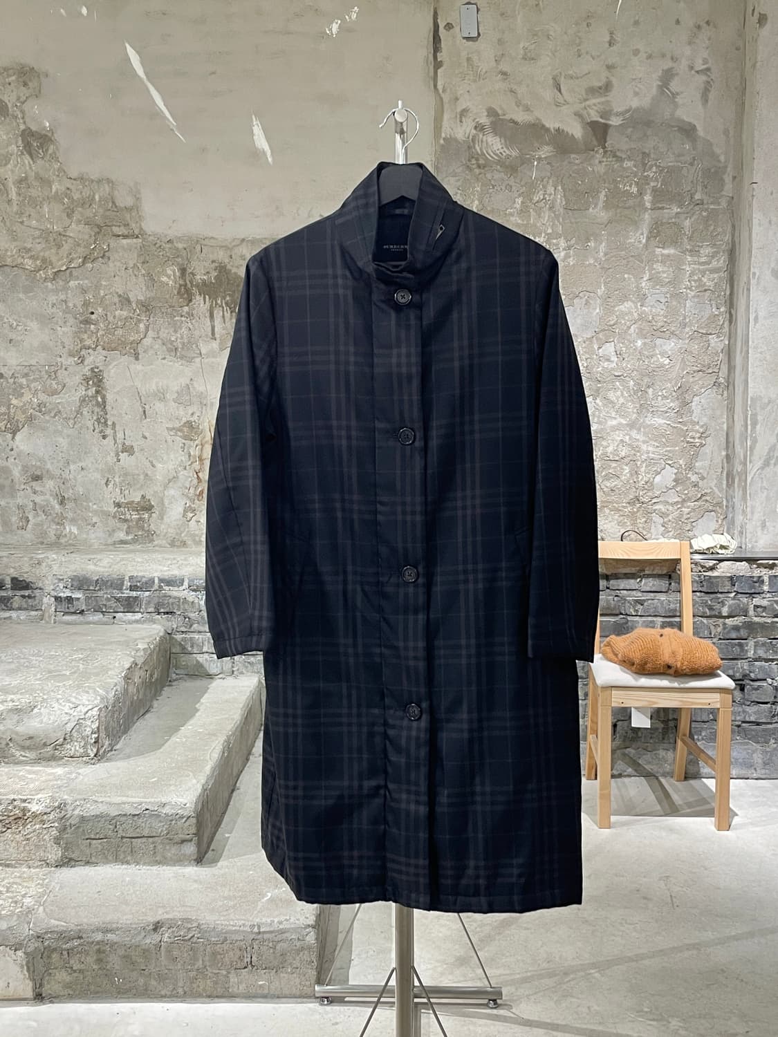 버버리 블랙 노바체크 히든 집업 버튼 폴리에스터 코트 상품이미지1