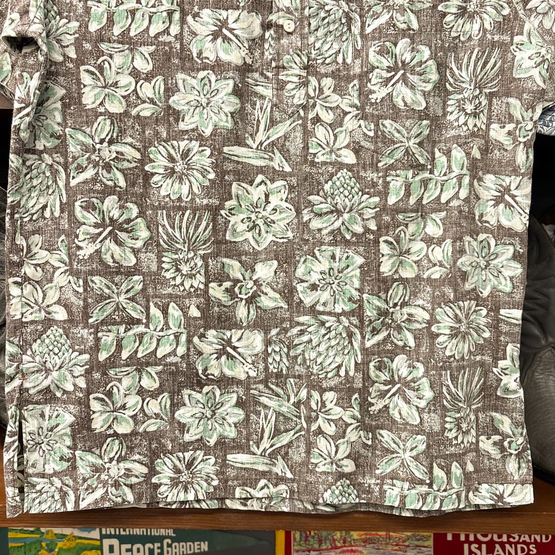 80s RJC 보타니컬 플로럴 프린팅 하와이안 폴로셔츠 N1273 상품이미지4