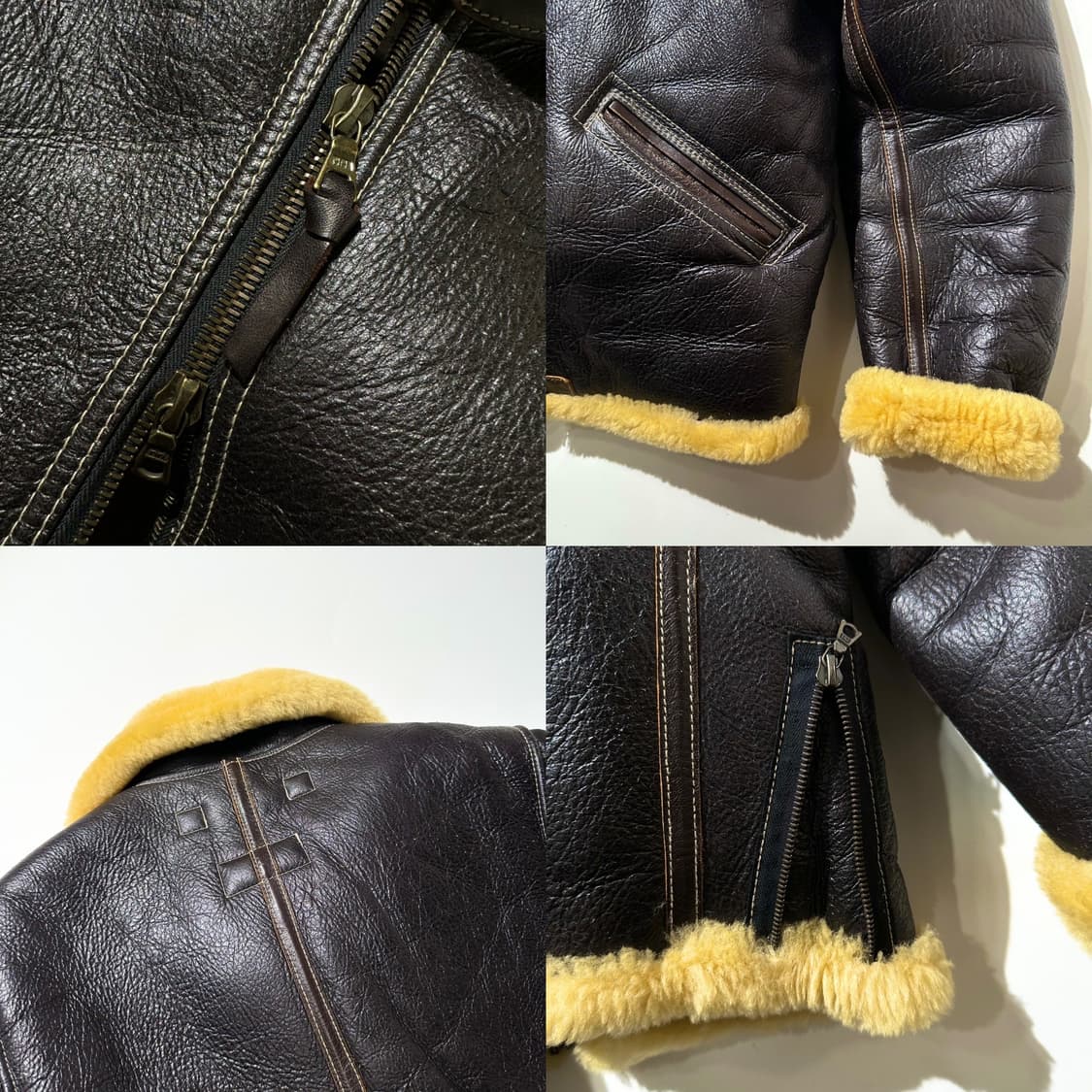 디아프바인 B-3 시어링 홀스하이드 무통 무스탕 봄버 자켓 상품이미지7