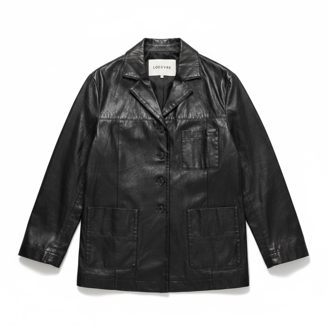 LOEUVRE 여성 블랙 가죽 자켓 F 상품이미지1