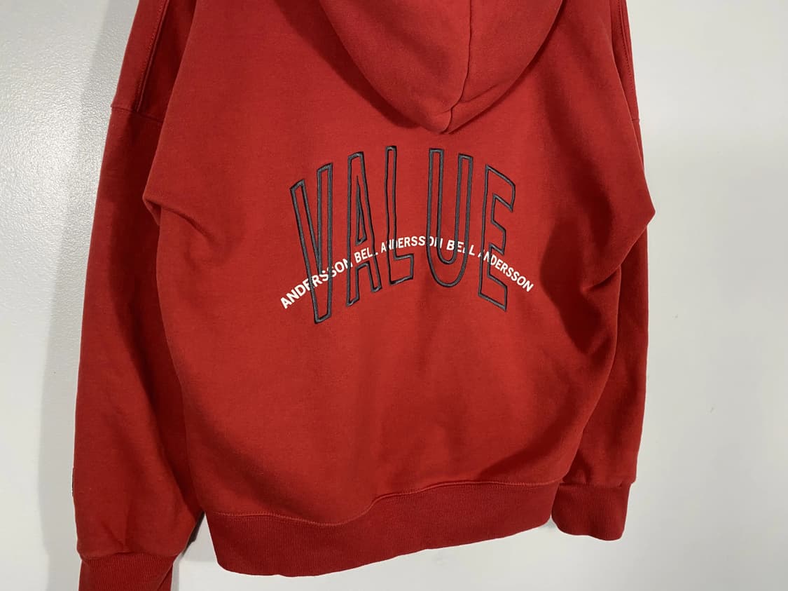 앤더슨벨 자수 로고 기모 후디 후드티 레드 공용 XL 새상품 상품이미지2