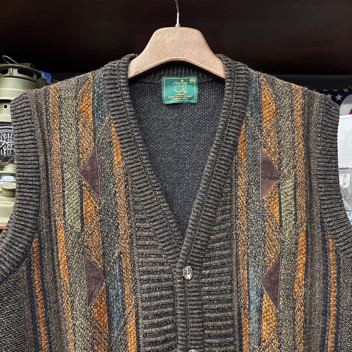 마스터스 다이아 패턴 엠보싱 자카드 울니트 베스트 상품이미지3