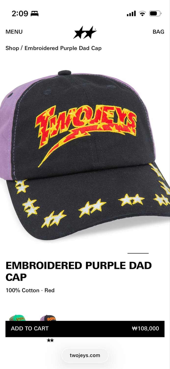 Twojeys Embroidered Purple Dad Cap 상품이미지1