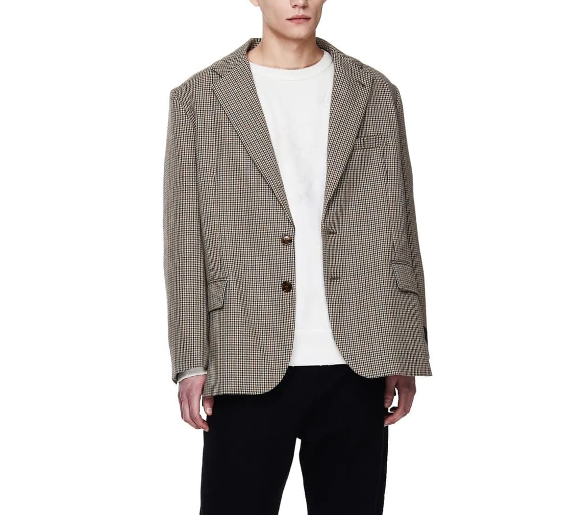 [S]베트멍 하운드투스 체크 블레이저 자켓 컷아웃 브라운 컬러 상품이미지1