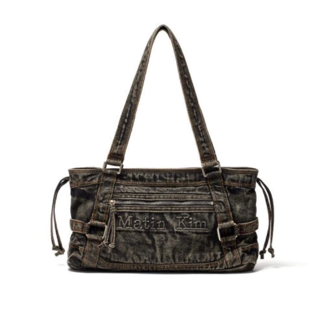 마뗑킴 마틴 워시드 데님 스퀘어백 블랙 상품이미지1