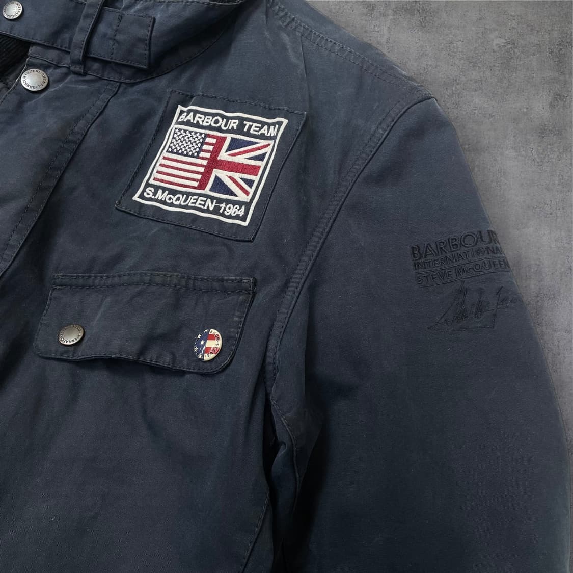바버 Barbour 네이비 인터내셔널 스티브 맥퀸 왁스 자켓 L(110) 상품이미지7