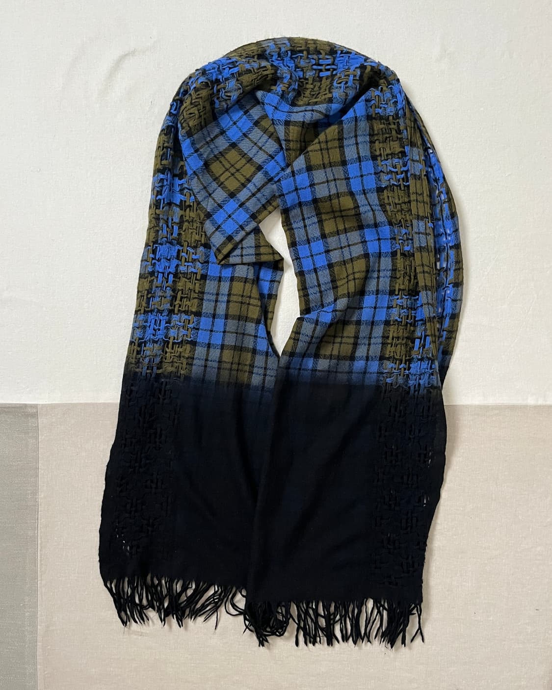 요지야마모토 뿌르옴므 체크 그라데이션 머플러 yohji yamamoto 상품이미지4