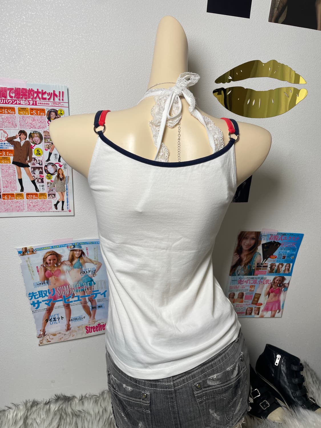 A6 Y2k 슬리브리스 나시 탑 상품이미지3