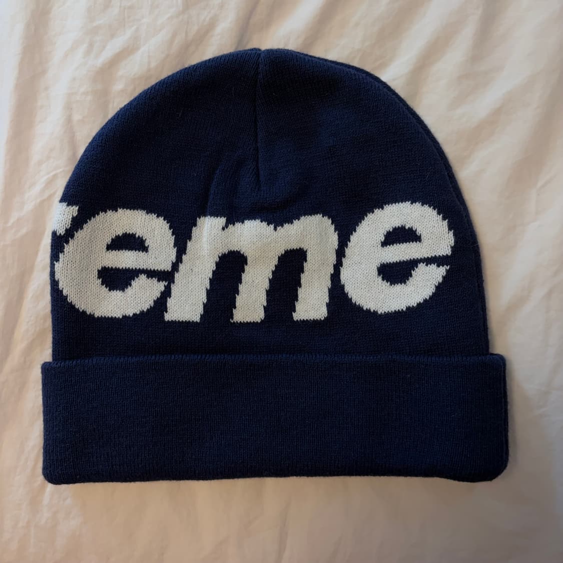 슈프림 빅 로고 비니 네이비 상품이미지3