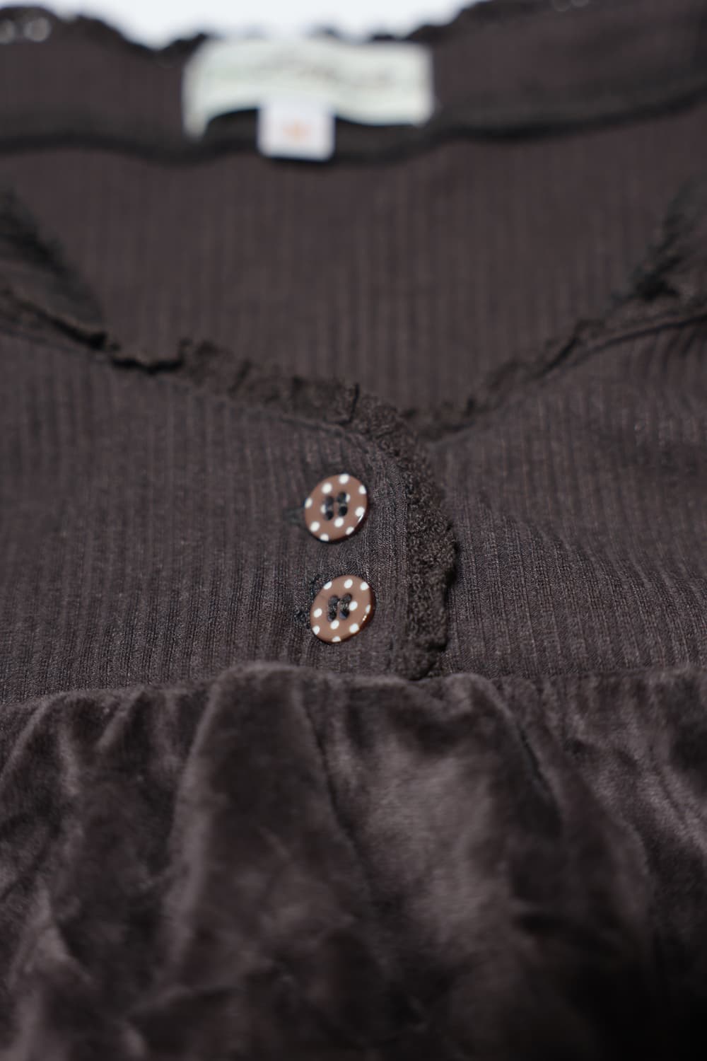 [JPN]brown velour lace Half sleeve top 상품이미지3