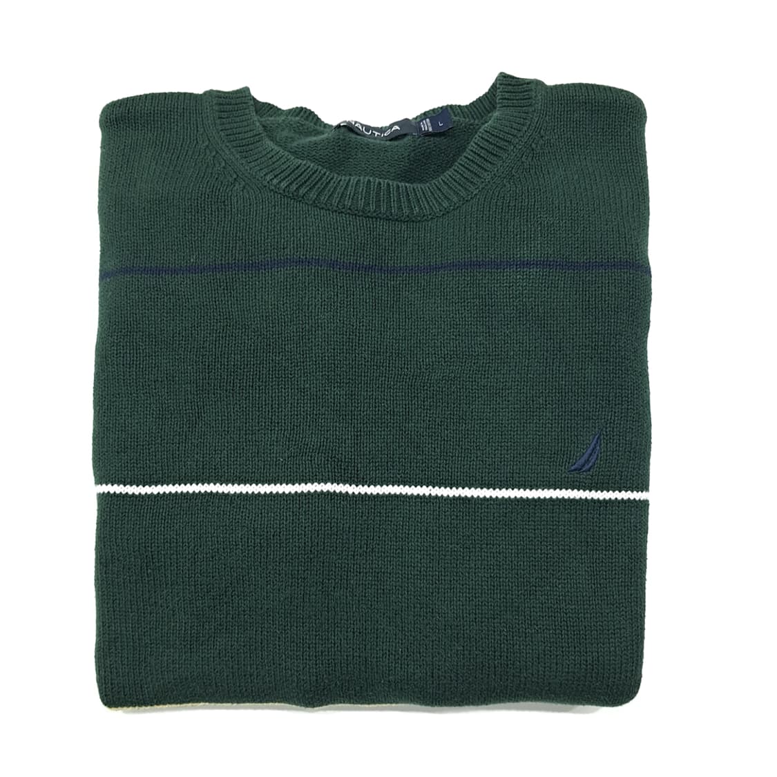 CL268 L 노티카 00s 코튼 스트라이프 다크그린 니트 스웨터 상품이미지7