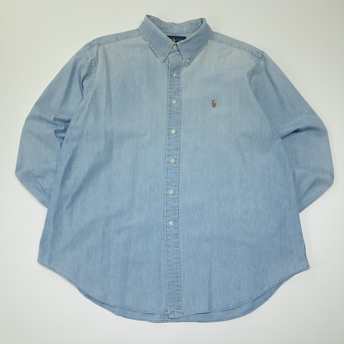 CL242 2XL 폴로 90s 멀티포니 샴브레이 블루 셔츠 남방 상품이미지1