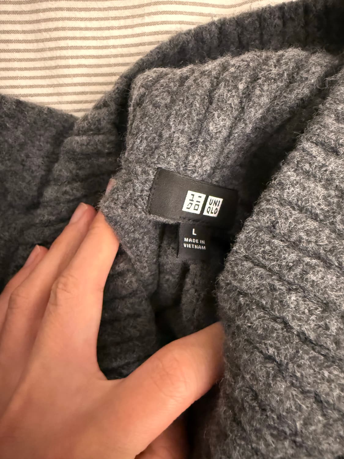 유니클로 수플레얀 가디건 그레이 L 상품이미지3