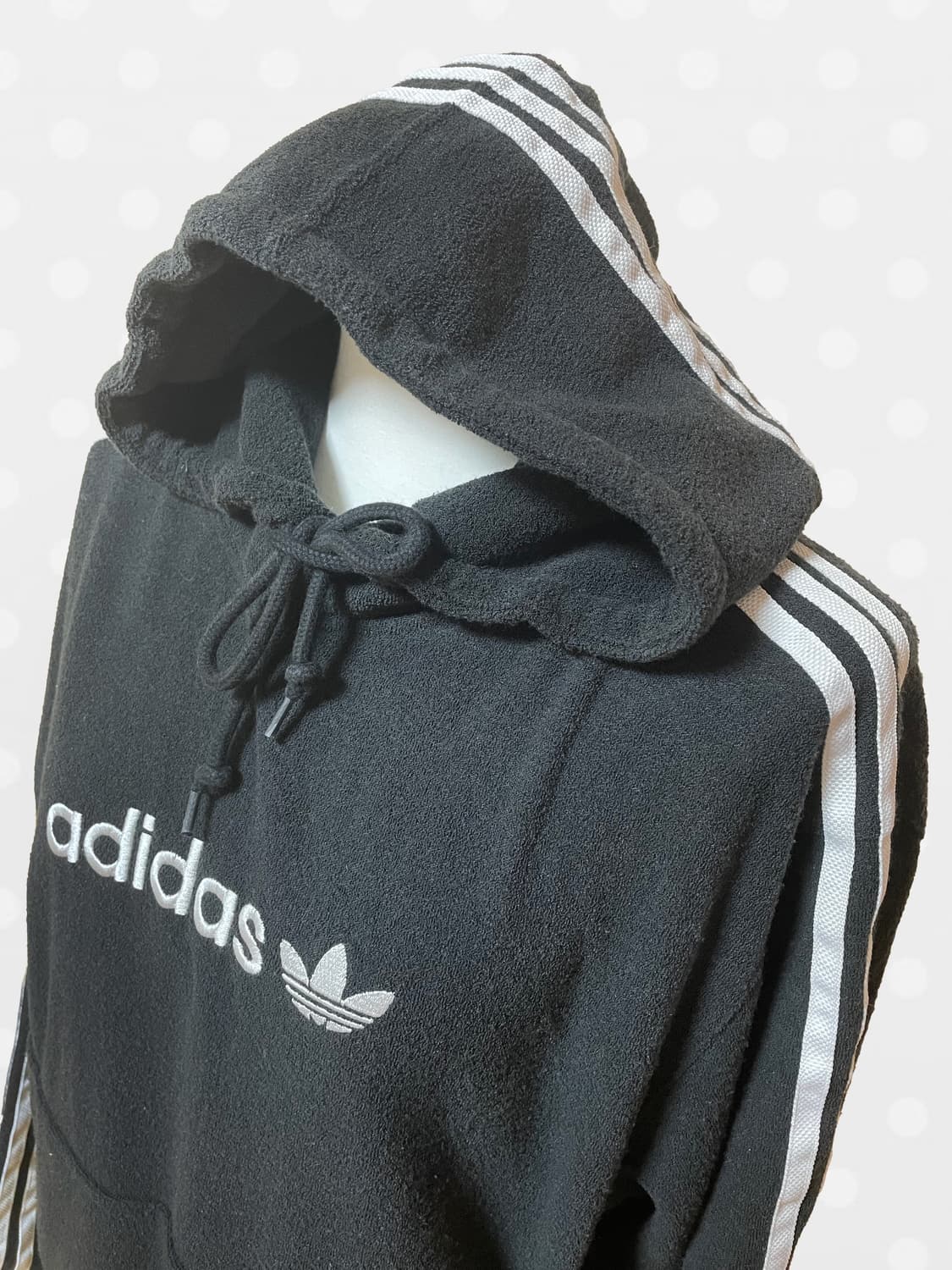 아디다스 블랙 삼선 태리소재 후드티 상품이미지1